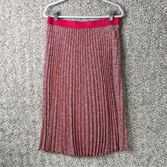 Vince Camuto Skirt Women’s Large Pink and Red Printed Pleated Pull-On Midi - Picture 1 of 6
